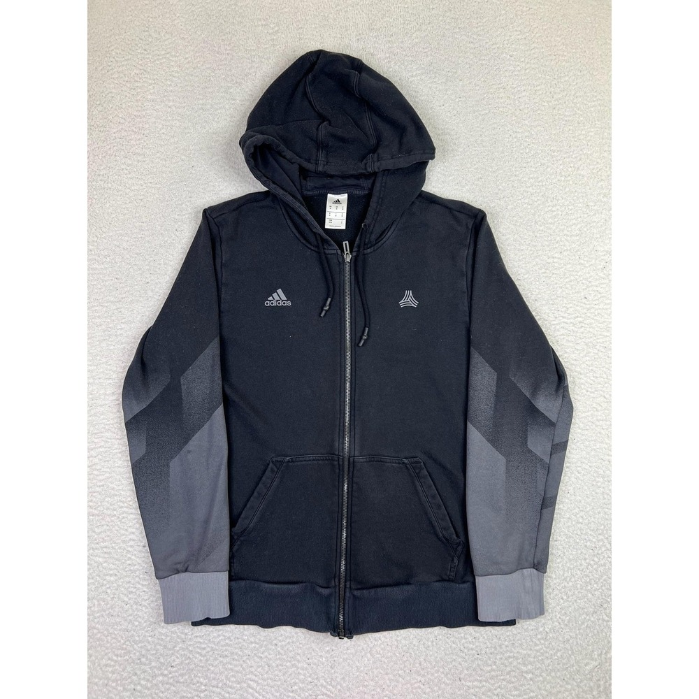 Adidas Hoodie‎ Mens Medium Black Gray Tango Hoody Full Zip Athletic Sweatshirt